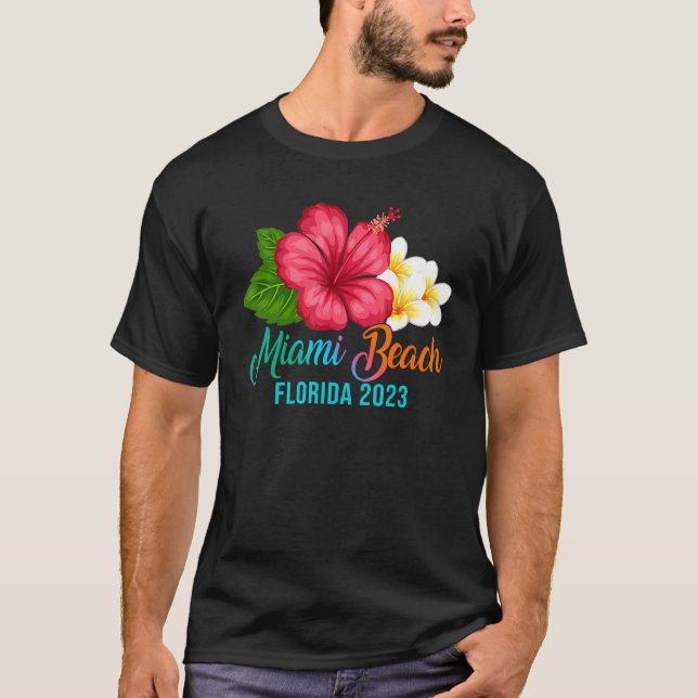 Camiseta Miami Beach Vacaciones Florida Tropical Hibiscus F (Anverso)