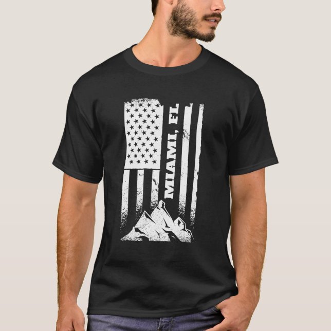 Camiseta Miami Fl Florida Patriótico Estadounidense en Dolo (Anverso)