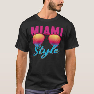 Camiseta Miami Florida Miami Colorido Amanecer Gafas de sol