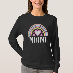 Camiseta Miami Florida Para Mujeres Corazones Arcoiris