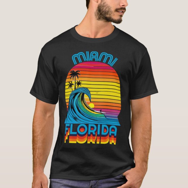 Camiseta Miami Florida Retro Throwback Surf & Beach Souveni (Anverso)
