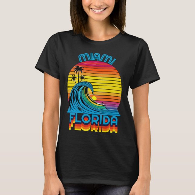 Camiseta Miami Florida Retro Throwback Surf & Beach Souveni (Anverso)