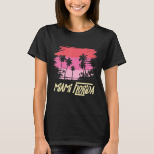 Camiseta Miami Florida Skyline Palm Trees Retro Miami Beach