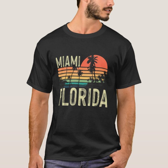 Camiseta Miami Florida Sunset Palm Trees Miami Beach (Anverso)