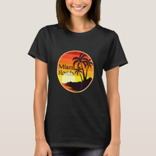 Camiseta Miami Florida Sunset, Palmeras, Playa, Turista,