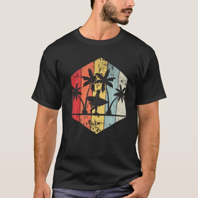 Camiseta Miami Florida Surfing Palm Trees Beach Vacaciones (Anverso)