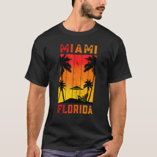 Camiseta Miami Florida Vacaciones Retro Sunset Tropical Haw