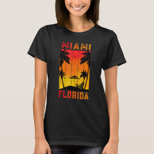 Camiseta Miami Florida Vacaciones Retro Sunset Tropical Haw