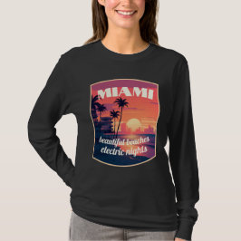 Camiseta Miami: hermosas playas, noches eléctricas
