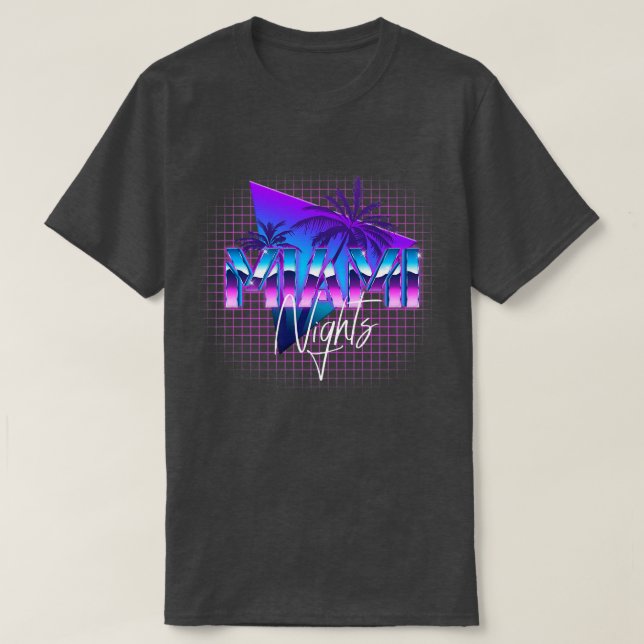 Camiseta Miami Nights Retrowave Outrun Travel Vacation Holi (Diseño del anverso)