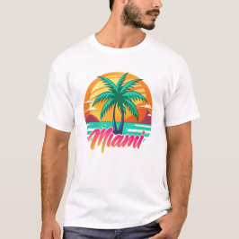 Camiseta Miami Sunset Vibes - Diseño de Palm Tree Tropical