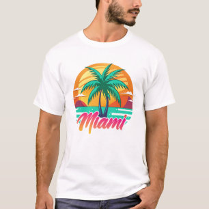 Camiseta Miami Sunset Vibes - Diseño de Palm Tree Tropical