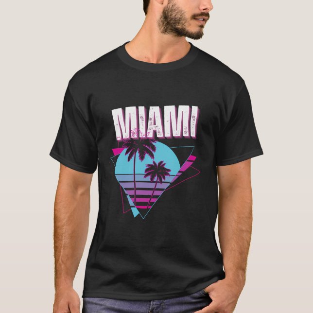 Camiseta Miami, Un Sunset De Estilo Retro 89 (Anverso)