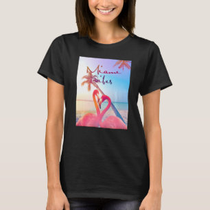Camiseta Miami Vibes Tees Gráfico Vibrante Verano Flamingo 
