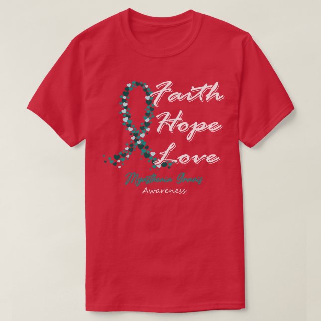 Camiseta Miastenia Gravis Conciencia Fe Esperanza Amor En E (Diseño del anverso)