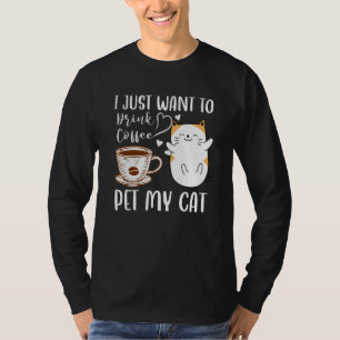 Camiseta Miau solo quiero beber café y acariciar a mi gato 