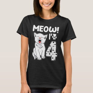 Camiseta Miau soy una niña de 4 años cumpleaños gato lindo 