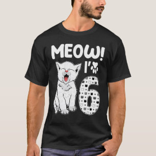 Camiseta Miau soy una niña de 6 años cumpleaños gato lindo 