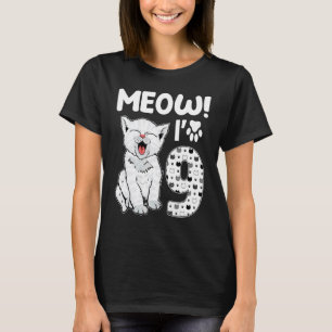 Camiseta Miau soy una niña de 9 años cumpleaños gato lindo