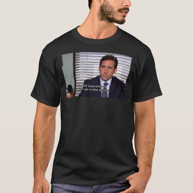 Camiseta michael scott se siente superstitous (la oficina)  (Anverso)