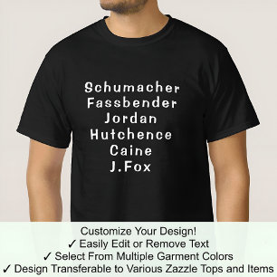 Camiseta Michael Tee Apellidos Totalmente Personalizados Pa