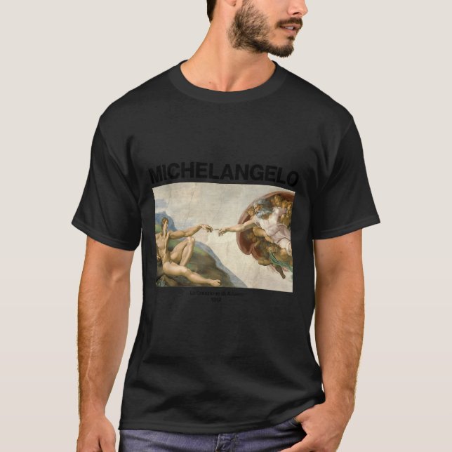 Camiseta Michelangelo - The Creation Of Adam _ Famous Paint (Anverso)
