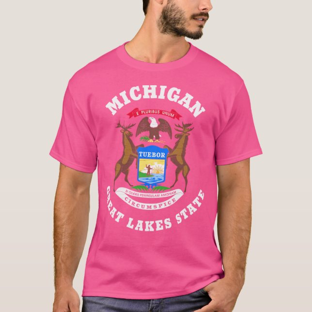Camiseta Michigan Bandera Estatal de los Grandes Lagos V3 A (Anverso)