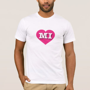 Camiseta MIchigan Corazón rosado caliente - Me encanta MI