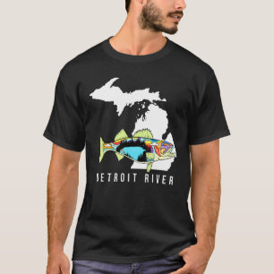 Camiseta Michigan Detroit River Walleye Pescando agua dulce