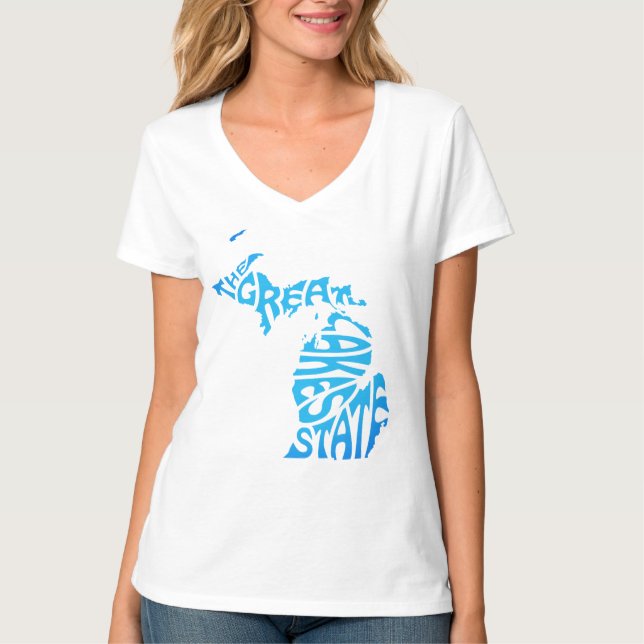 Camiseta Michigan, el estado de los Grandes Lagos, azul (Anverso)