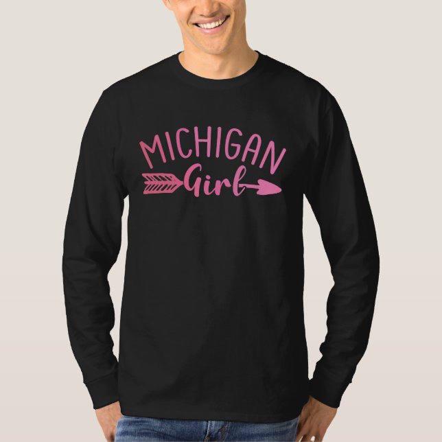 Camiseta Michigan Girl City State American Town Country  3 (Anverso)