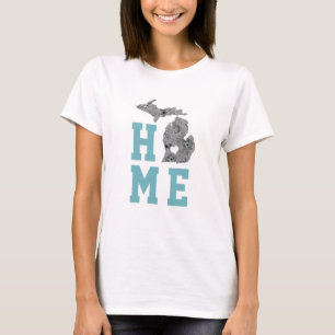 Camiseta Michigan Gray Blue Poppies