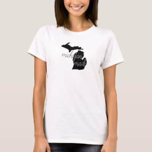 Camiseta Michigan hizo tipografía manuscrita con silueta ne