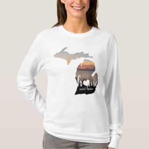Camiseta Michigan Hogar Dulce Tipografía Hogar Con Corazón