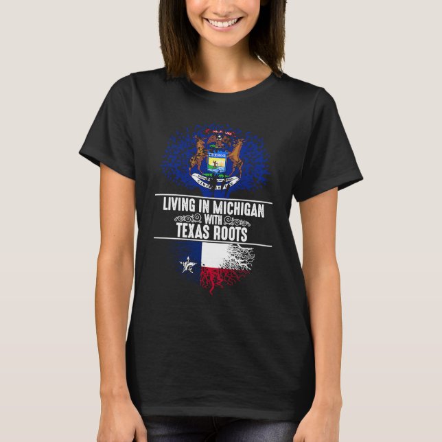 Camiseta Michigan Home Texas Roots State Tree Flag Love (Anverso)