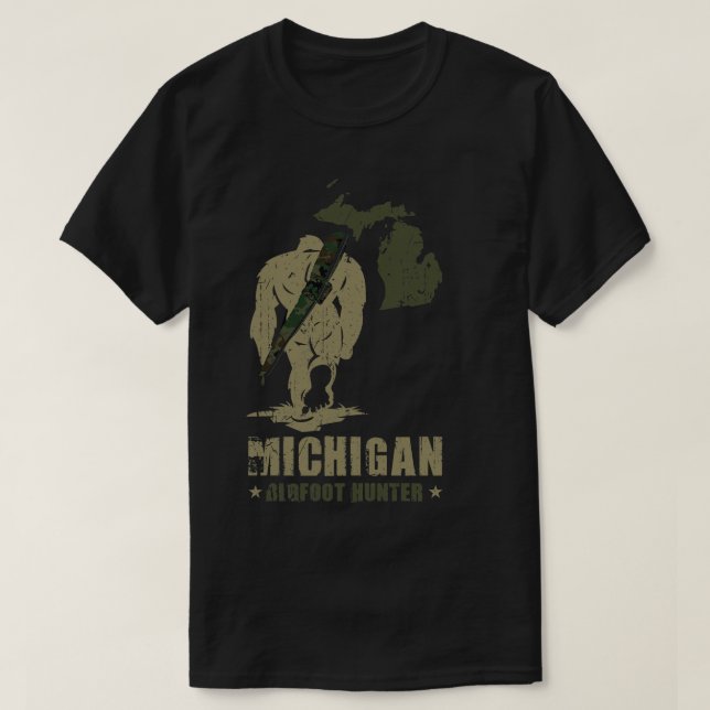 Camiseta Michigan Hunter Funny Sasquatch (Diseño del anverso)