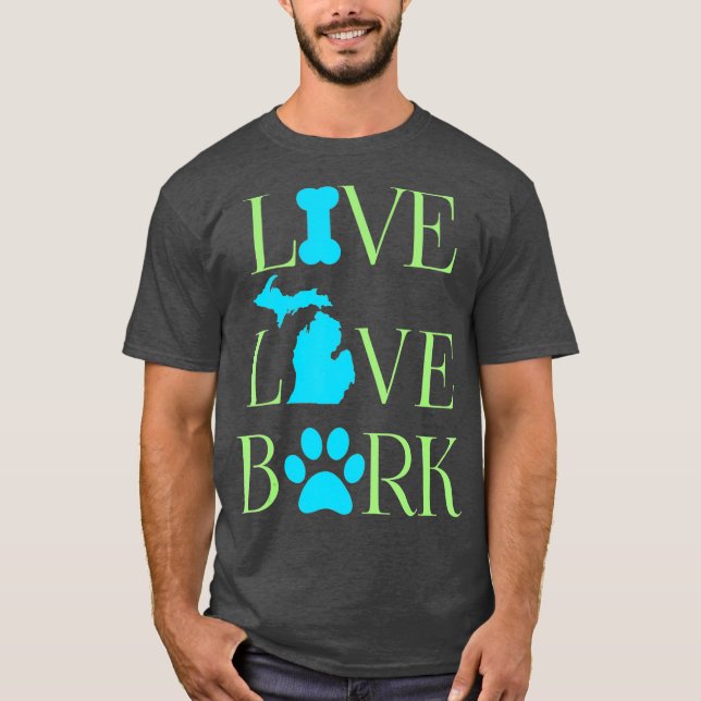 Camiseta Michigan Live Love Bark Rescue Shelter Dog (Anverso)