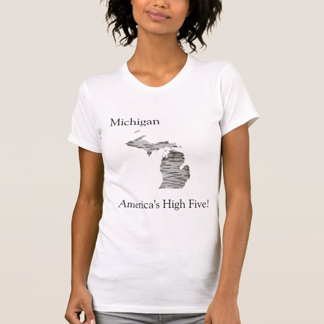 Camiseta Michigan - Los cinco mayores de los Estados Unidos (Anverso)