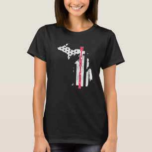 Camiseta Michigan Mapa de Bandera Americana Orgullo Patriót