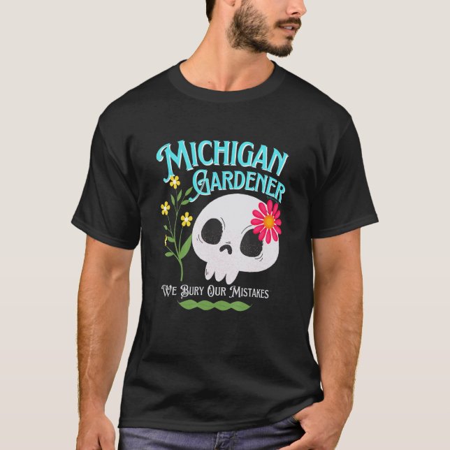 Camiseta Michigan Mi State Rebellier Gardener Cute Skull F (Anverso)