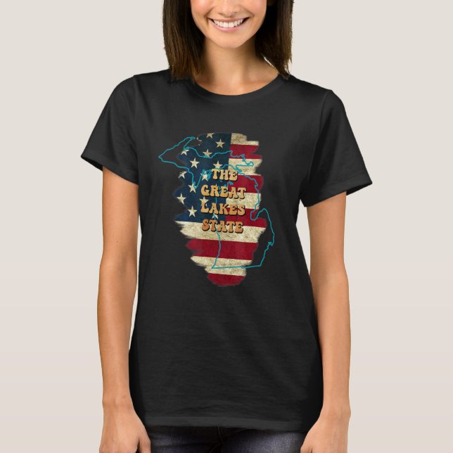 Camiseta Michigan Mi Us Flag Motto (Anverso)