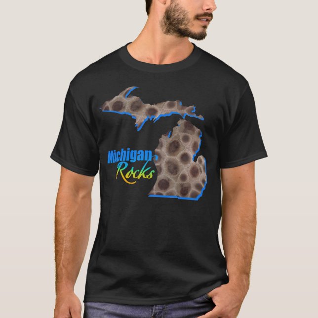 Camiseta Michigan | Patrón de piedra de Petoskey (Anverso)
