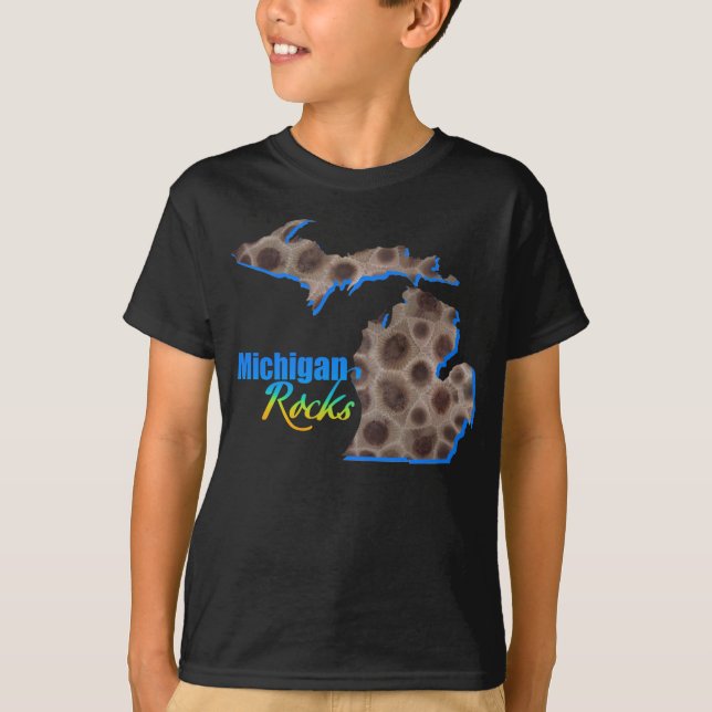 Camiseta Michigan | Patrón de piedra de Petoskey (Anverso)