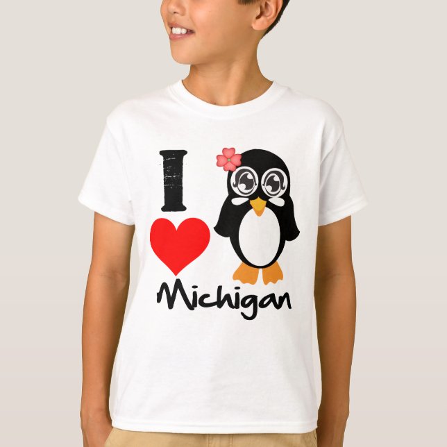 Camiseta Michigan Penguin - Amo Michigan (Anverso)