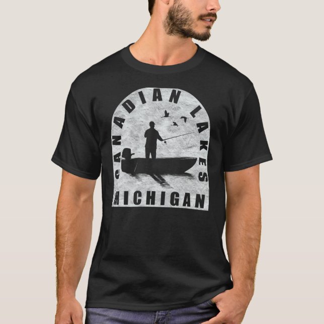 Camiseta Michigan: Pesca de lagos canadienses (Anverso)