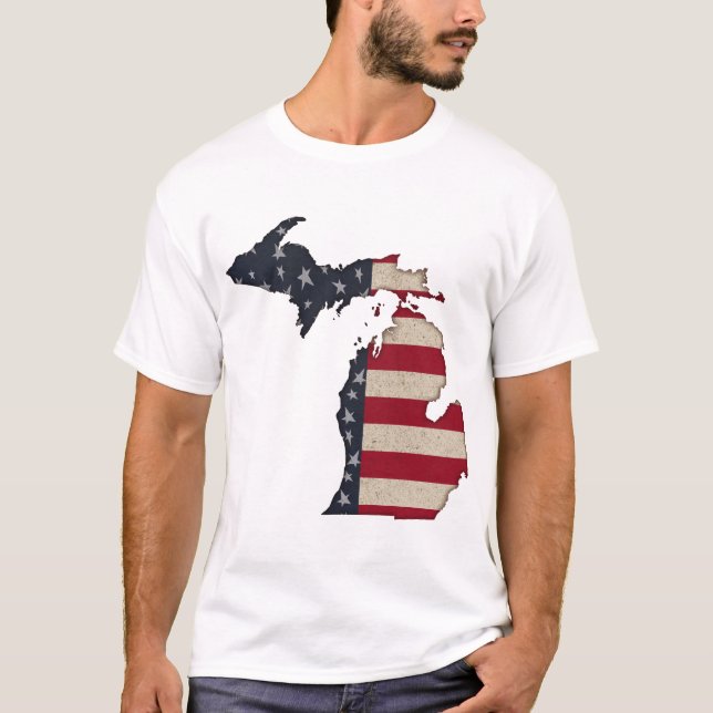 Camiseta Michigan Proud | Estrellas Americanas y franjas (Anverso)