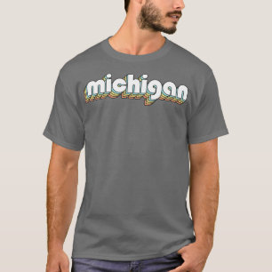 Camiseta Michigan Retro Estilo de Tipografía Arcoiris Faded