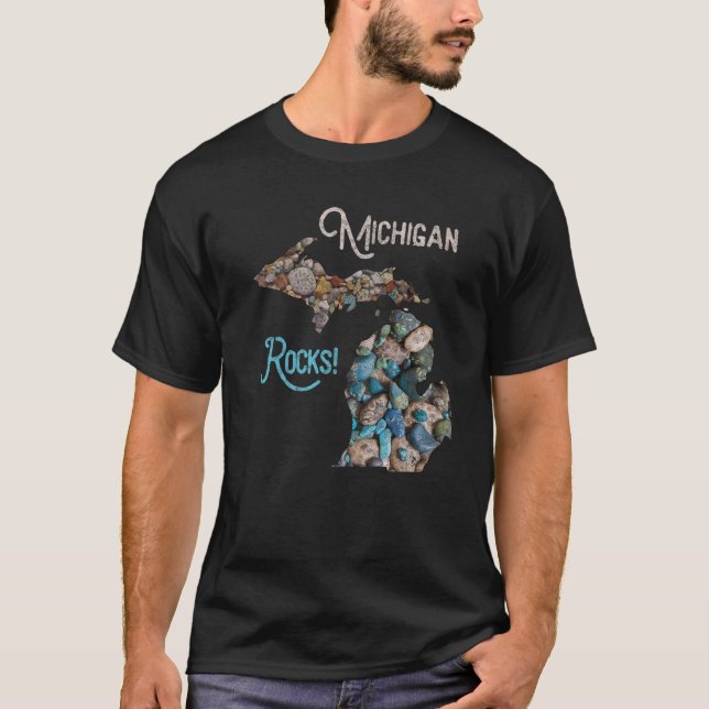 Camiseta Michigan sacude piedra Petoskey Cazando a Tee Grea (Anverso)