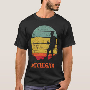 Camiseta Michigan Senderismo Vieja Retro Dolor de atardecer