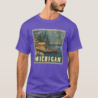 Camiseta Michigan Stamp State Distressed Vintage United Sta